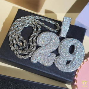 Luxury Lab Grown Diamond " 29 " Pendant With Rope <b>Chain</b> Full <b>Iced</b> <b>Out</b> Hip Hop Necklace Jewelry - Product Image 1