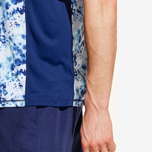 T-shirt à manches courtes tie-dye pour homme, col rond, coupe classique, séchage rapide, en polyester tricoté, motif bleu, décontracté - Product Image 2