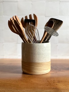 Premium Ceramic <b>Utensil</b> <b>Holder</b> Matte Speckled Finish Tall Body High Capacity Heat Resistant Stable <b>Kitchen</b> Counter organizer - Product Image 5