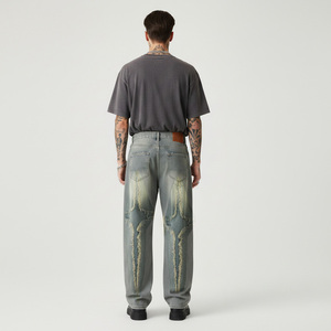 กางเกงยีนส์เดนิมทรงตรงสำหรับผู้ชาย คุณภาพสูง สไตล์ฮิปฮอป ลุคลำลอง ทรงหลวม รุ่น 2026 - Product Image 6