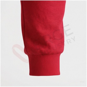 Ensemble de survêtement rouge pour homme, manches longues, capuche, fermeture éclair sur le devant, couleur unie, respirant, coupe classique, vêtements d'automne - Product Image 6