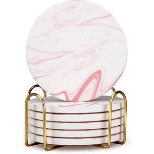 Designer Marble Coasters Premium Stone <b>Table</b> Protector Set for Dining Decor and Gifting Use - Product Image 1