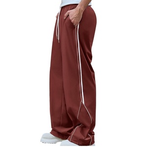 Pantalon de jogging décontracté pour homme, coupe large, taille élastique avec cordon de serrage, bande latérale, léger en polyester, idéal pour l'été - Product Image 5