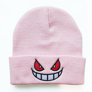 Chapeau tricoté brodé personnalisé avec des dessins animés pour l'automne et l'hiver, bonnets chauds pour adultes, style décontracté - Product Image 3