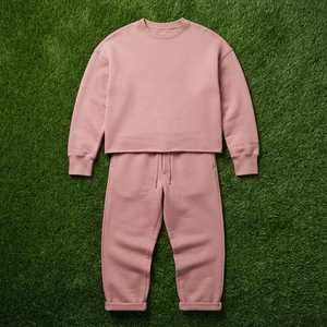 <b>Men</b> Dusty Pink Crewneck Sweatshirt Jogger <b>Pants</b> Set Matching Two Piece Casual Streetwear Tracksuit <b>Loungewear</b> - Product Image 5