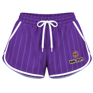 Wholesale Womens Running Training Shorts with Contrast Piping <b>Elastic</b> <b>Waistband</b> Side Pockets and Breathable Lightweight - Product Image 1