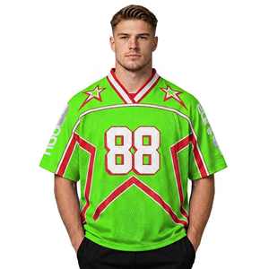 Maillot de sport à manches courtes pour homme, bleu, rouge, blanc, numéro 88, col en V, avec motif géométrique étoiles, respirant, coupe régulière - Product Image 6