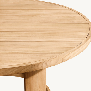 Mesa redonda de madera de teca con estilo moderno, adecuada para uso en exteriores en el jardín para tomar café o comer. - Product Image 4