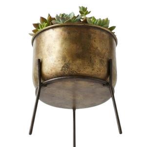 Grand pot de fleurs en fer noir avec support, pot de fleurs en bronze, décoration de jardin, accessoires d'extérieur, balcon - Product Image 2