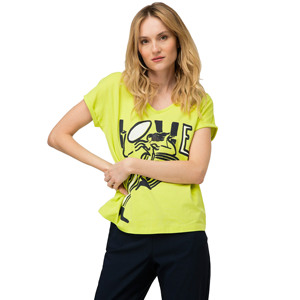 Camiseta de Verano para Mujer, Cuello en V, Manga Corta, Transpirable, Estampado Digital, Corte Ajustado, 100% Algodón Orgánico, Estilo Casual, Desgastada, para Chicas Modernas - Product Image 1