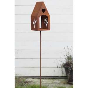 Casa para pájaros de metal apilable estilo rústico para jardín, montaje en suelo, para suministros de granja - Product Image 2