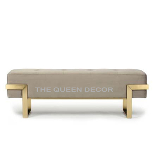 เฟอร์นิเจอร์ดีไซน์ทันสมัย สไตล์หรูหรา ขาเหล็กสแตนเลส เก้าอี้ปลายเตียงหุ้มเบาะกำมะหยี่ สำหรับบ้านและโรงแรม - Product Image 6