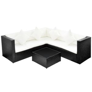 4-Piece Poly <b>Rattan</b> Garden Lounge Set with <b>Cushions</b> Black Color - Product Image 2