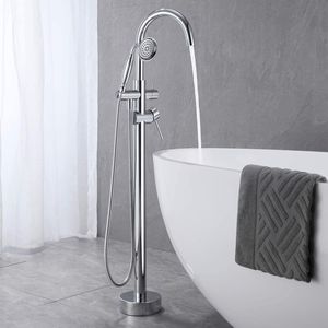 Rubinetto Cromato per Vasca da Bagno Freestanding con Doccetta, Montaggio a Pavimento - Rubinetti Premium per Bagno e Doccia - Product Image 2