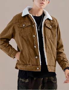 Chaqueta de mezclilla azul con botones para hombre, estilo abrigo con forro de piel, conjuntos de jeans y chaquetas de mezclilla personalizados para hombre - Product Image 5