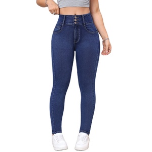 Women's High Waist Skinny Stretch Breathable Eco-Friendly Denim Blue Jeans - Product Image 2