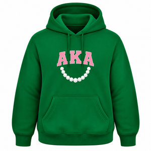 Sudadera con Capucha Verde al por Mayor para Mujer con Letras Griegas Bordadas en Rosa y Diseño 1908, de Forro Polar Suave, Informal, para Hermandades - Product Image 1