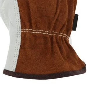 Gants de travail en cuir blanc et marron de qualité supérieure à prix de gros, avec paume bicolore, souples, pour hommes, design personnalisé - Product Image 6