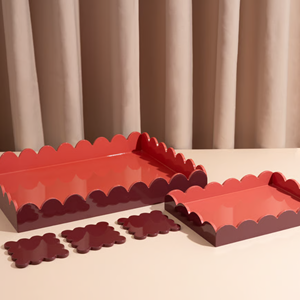 Custom Decorative Glossy Finish Lacquer <b>Tray</b> Warm Color, Must-Have Large Tea Platter for Elegant Dining <b>Table</b> From Vietnam - Product Image 3