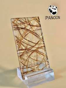 Verre décoratif trempé de luxe modèle AG01 avec motif de feuille d'or dispersé pour la décoration architecturale - Product Image 5