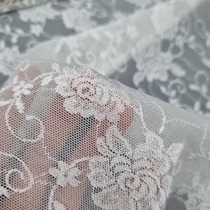 Tela de Encaje Floral Elástica de Primera Calidad Coreana, 137 cm de Ancho, Spandex/Nailon, Color Personalizado, Ligera, para Vestidos y Ropa - Product Image 1