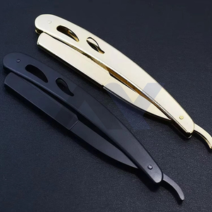 Navaja de barbero ligera de acero inoxidable con bloqueo giratorio, mango de aleación metálica y hoja reemplazable para afeitado de borde recto para hombre - Product Image 4