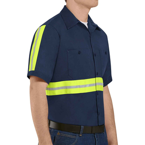 Short Sleeve Reflective Safety Work <b>Shirt</b> High Visibility Short Sleeve Work Uniform <b>Shirt</b> Hi-Vis two tone Cotton Work <b>Shirt</b> - Product Image 3