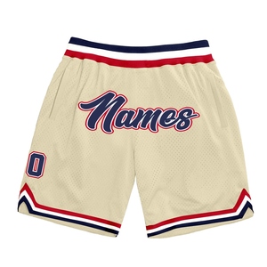 Shorts de basket-ball authentiques rétro bleu marine et rouge personnalisés OMMIZ INDUSTRY en gros directement de l'usine - Product Image 1
