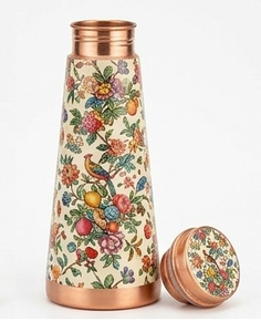 <b>Flower</b> <b>Sticker</b> design Pure Copper Metal Water Bottles Keeps Water Fresh - Product Image 1