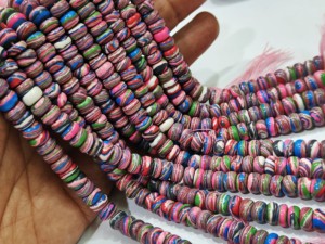 Perles rondes en agate Fordite multicolores, lisses, 8 mm, vendues par brin de 8 pouces de long - Product Image 2