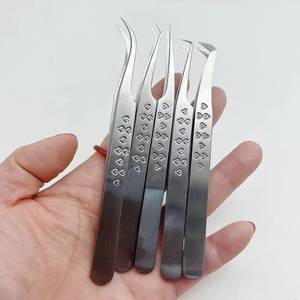 Juego de Pinzas para Pestañas de Acero Quirúrgico Morje, Herramientas de Precisión con Patrón de Corazón, Puntas Dentadas/Serradas, 10 mm de Longitud, Caja de 5 Piezas - Product Image 4