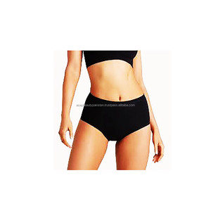Culotte menstruelle confortable et respirante pour femme, en coton, sans ailettes, design moderne, imprimé par transfert thermique, bleu marine et gris - Product Image 6