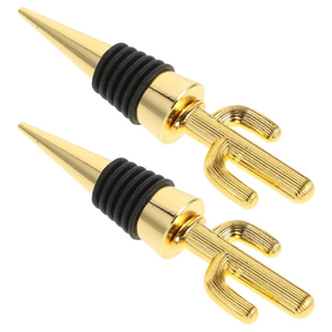 Juego de tapones para botellas de vino Premium Golden Cactus, decorativos, de aleación metálica, con sello hermético de silicona, para bares y bodas. - Product Image 1