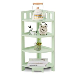4-Tier Corner <b>Shelf</b> Wood Storage Stand Multipurpose <b>Small</b> Space Shelving <b>Unit</b> for Home Office Bathroom Wall Display <b>Shelves</b> - Product Image 1