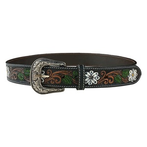 Nouvelles ceintures en cuir véritable de style western, sculptées à la main, avec des motifs floraux élégants, pour hommes et femmes - Product Image 1