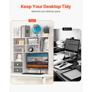 Organizzatore da Scrivania in Legno 37\" X 10\" X 31.1\", Scaffale a 3 Ripiani per Ufficio, Libreria da Scrivania - Product Image 2