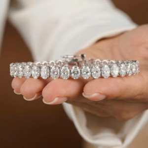 Elegant Oval Cut Diamond <b>Bracelet</b> in White Gold Classic Luxury Tennis <b>Bracelet</b> for Women Timeless Fine Jewelry & Wedding Gift - Product Image 4
