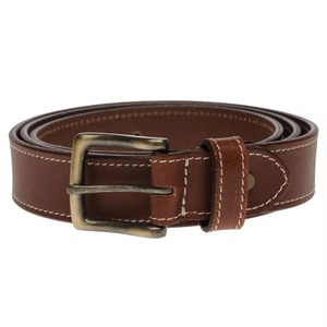 Ceinture décontractée en cuir véritable marron, en peau de vache, avec boucle carrée en acier, couleur unie, haute résistance, durable, moulage monobloc - Product Image 1