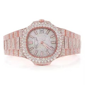 Reloj de Lujo para Hombre de Acero Inoxidable con Movimiento de Cuarzo, Cristal de Zafiro, Diamantes Moissanite, Estilo Hip Hop, Correa de Acero - Product Image 5