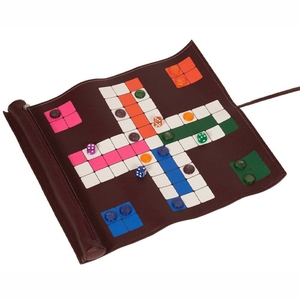 Luxury Roll Up Leather Ludo Board Game Set Portable Travel <b>Foldable</b> Leather Game Board Custom Vintage Family <b>Table</b> Board Games - Product Image 1