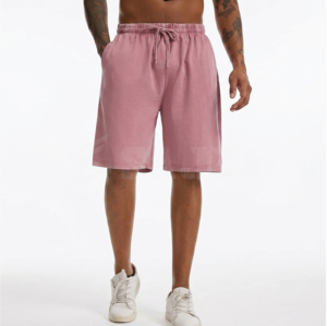 Shorts Bermuda Décontractés pour Hommes en Coton Mélangé Respirant, Écologique, Séchage Rapide, avec Cordon de Serrage, Style Oxford Tricoté, pour le Sport et la Gym - Product Image 4