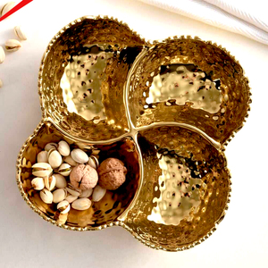Tazón para Servir de 4 Secciones, Chapado en Oro, Diseño Moderno de Aluminio Fundido, Decorativo para el Hogar y Restaurantes - Product Image 2