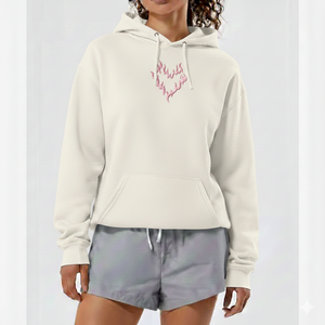 Sweat-shirt à capuche oversize pour femme, coupe décontractée, logo frontal, blanc, doux, chaud, manches longues, style urbain, 100% coton - Product Image 1
