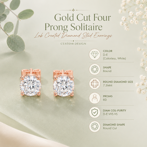 Fournisseur en gros Boucles d'oreilles clous solitaires à quatre griffes en diamant de laboratoire taille monumentale 7,3 mm Couleur D Certifié IGI Argent Luxe - Product Image 5