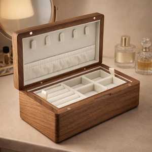 Eco Friendly Solid Wood Jewelry Organizer Box Multi Layer Jewelry Display Tray for Rings Earrings Bracelets Necklaces <b>storage</b> - Product Image 5