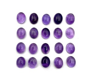 Ametyste violette naturelle ovale cabochon, pierre précieuse en vrac 4-10 MM, certifiée IGI pour la fabrication de bijoux - Product Image 1