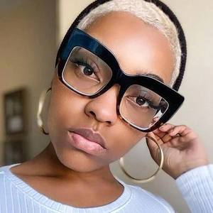 Lmamba 204 Fashion Large <b>Frame</b> Anti-Blue Light <b>Plastic</b> Glasses Square <b>Frame</b> Cat Eye Custom Prescription Eye Glasses Women - Product Image 1