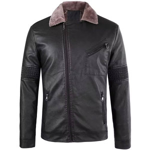 เสื้อแจ็คเก็ตหนัง PU ทรงสลิมฟิตสำหรับผู้ชาย ยี่ห้อ Econex Sports ป้องกันลม สไตล์ลำลอง แต่งหมุด ปกคอพับ ปิดด้วยซิป สีพื้น ทรงปกติ - Product Image 4