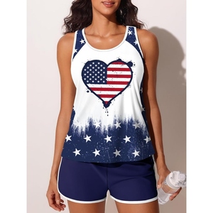 Conjunto de traje de baño Tankini para mujer con pantalones cortos, traje de baño de dos piezas, ropa de playa modesta, traje de baño de secado rápido, estilo bikini de verano - Product Image 6