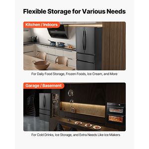 18.9 Cu. Ft. Counter Depth French Door <b>Refrigerator</b> LED Display Kitchen Fridge with 4 Casters Frost-Free Defrost - Product Image 6